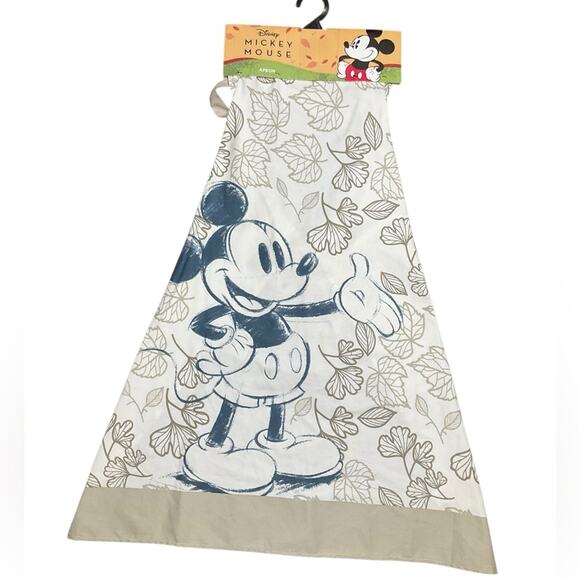Disney Other - Disney Mickey Mouse Apron with Gray Fall Leaf Design NWT